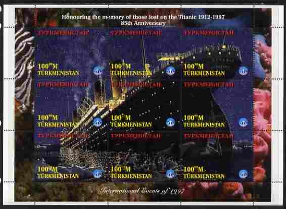 Turkmenistan 1997 85th Anniversary of Sinking of RMS Tita...