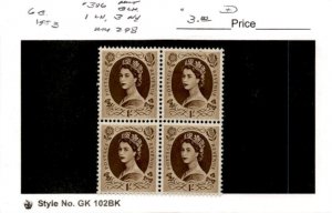 Great Britain, Postage Stamp, #306 Block Mint LH, 1953 Queen Elizabeth (AD)