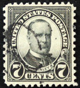 U.S. Used Stamp Scott #639 7c McKinley, Superb. Double Oval Cancel. A Gem!