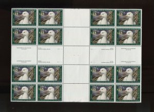 RW73 Var Federal Duck Press Sheet Cross Gutter Plate Block of 16 Stamps NH