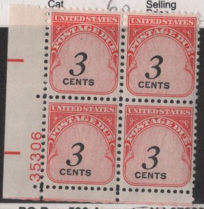 J91 3c Postage Due 35306 LL Plate Block