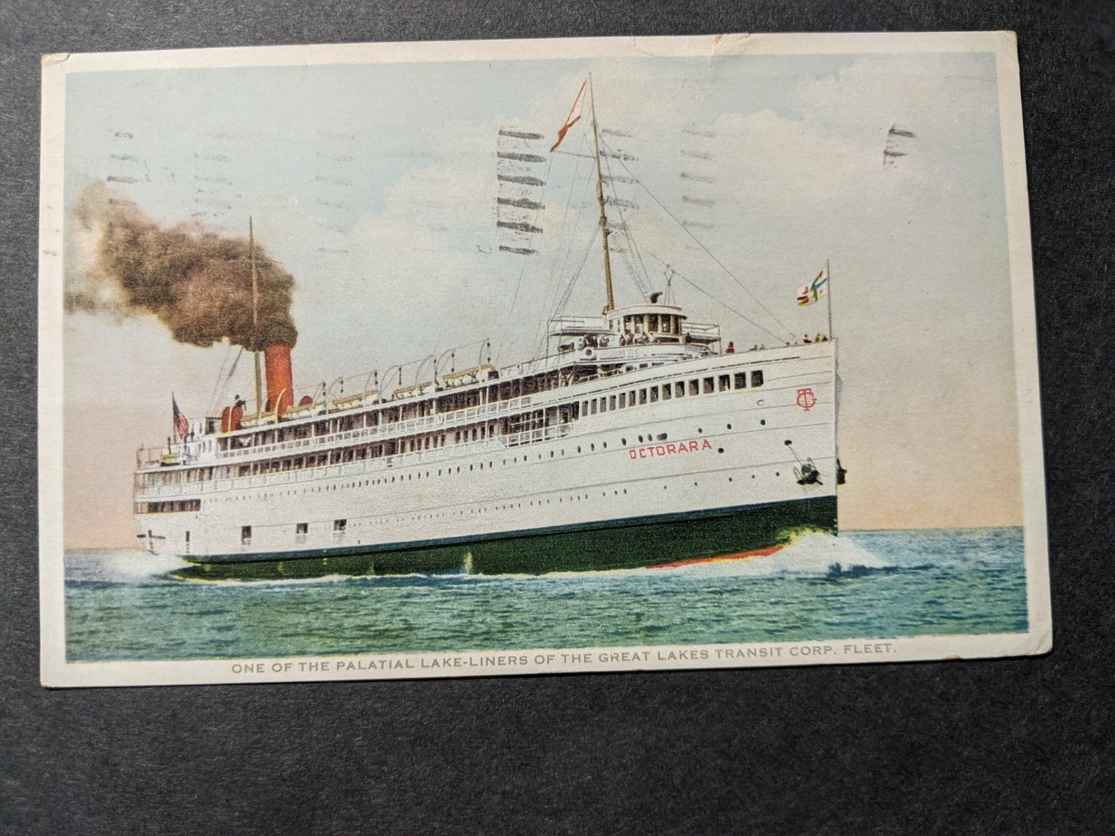 Steamer SS OCTORARA 1934 Naval Postcard w/ note MACKINAC ISLAND ...