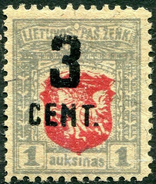 LITHUANIA-1922 3c on 1a (No 37) Sg 157 MOUNTED MINT V30231