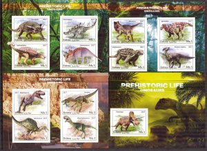 ERITREA 2017 Dinosaurs 3 Sheets + S/S Imperf. MNH Cinderella !