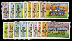 Salvador #C325-340 Cat$14.40, 1974 World Cup, complete set, never hinged