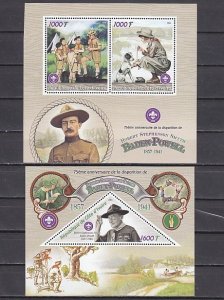 Ivory Coast, 2016 issue. Scout Baden Powell on 2 sheets. ^