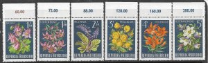 AUSTRIA 1966 ALPINE FLOWERS Set Sc 764-769 MNH