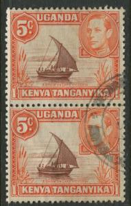 Kenya & Uganda - Scott 68 - KGVI Definitive -1949 - Used - Vert. Pair 5c Stamp