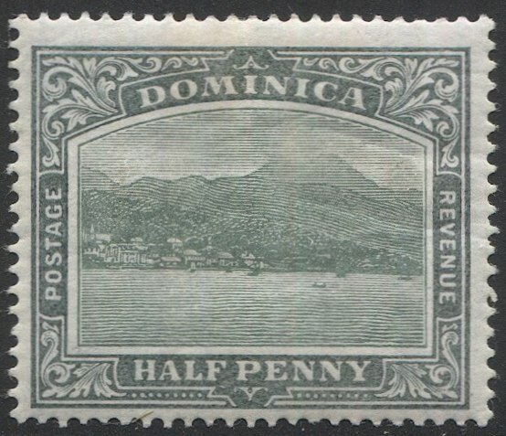 DOMINICA 1907 Sc 35 MH 1/2d Roseau View, thin white paper