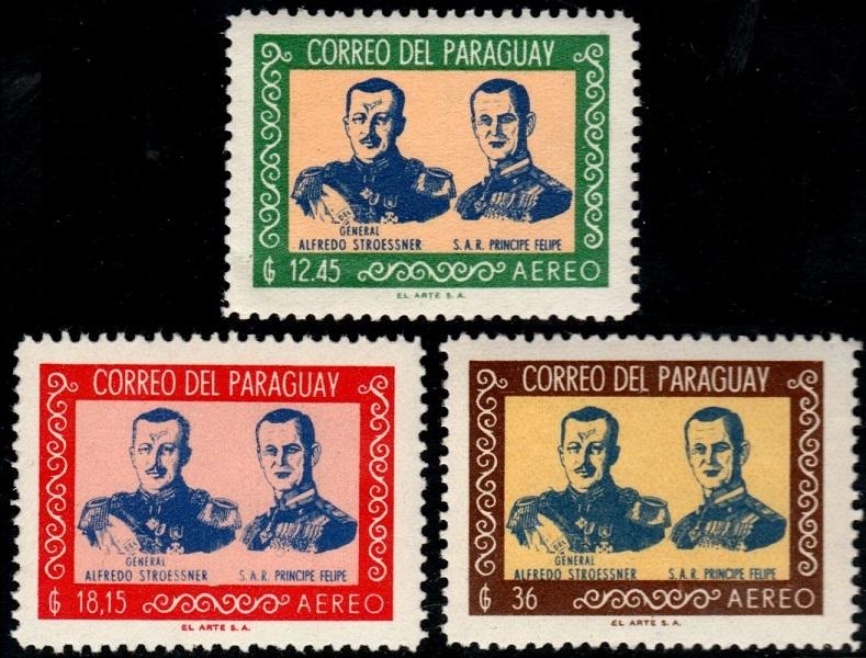 1962 Paraguay Scott C310-C312 Visit of Prince Philip MNH