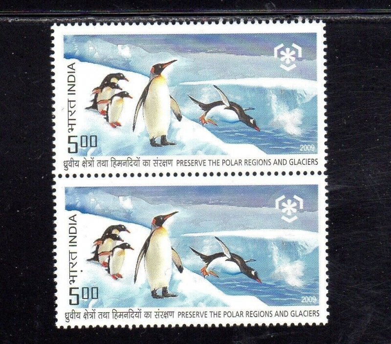 INDIA #2389-2390 2009 PRESERVATION OF POLAR REGIONS MINT VF NH O.G PAIR