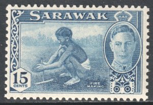 Sarawak Scott 188 - SG179, 1950 George VI 15c MH*