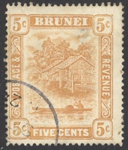 Brunei Sc# 23 Used 1916 5c orange River Scene