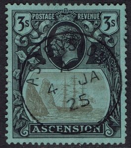 ASCENSION 1924 KGV SHIP 3/- USED