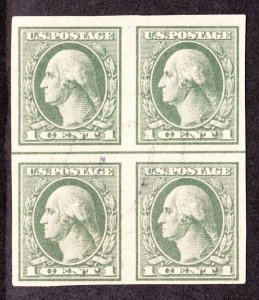 US 531 1c Washington Imperforate Used Block of 4 VF-XF SCV $75