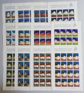 Liechtenstein Buildings 12v Full Sheets of 16 1978 MNH SG#691-702