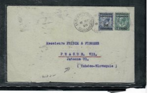 MOROCCO COVER (PP2912B) 1925 KGV 25C+1 FR COVER CASABLANCE TO CZECHOSLOVAKIA