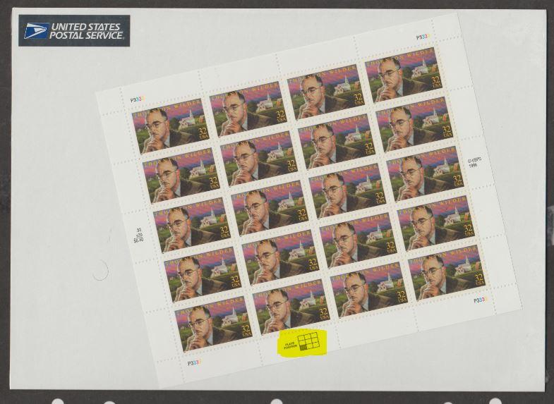 U.S. Scott #3134 Thornton Wilder - USPS Package - LL Plate Highlighted in Scan