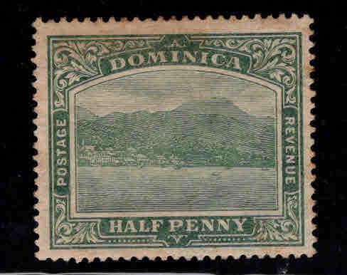 DOMINICA Scott 35 MH* 1907 Gray green wmk 3, toned paper, perf 14