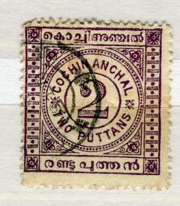 INDIA COCHIN; 1903 early classic Local Numeral issue used SHADE of 2p. value