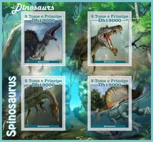 Stamps. Dinosaurs 2021 year 1+1 sheets perforated Sao Tome