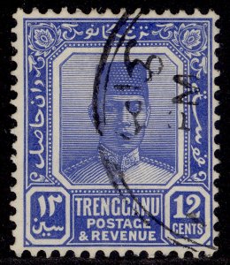 MALAYSIA - Trengganu GV SG36, 12c bright ultramarine, FINE USED.