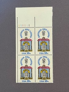 1911, Savings and Loan, Plate Block, Mint OGNH, CV $4.50