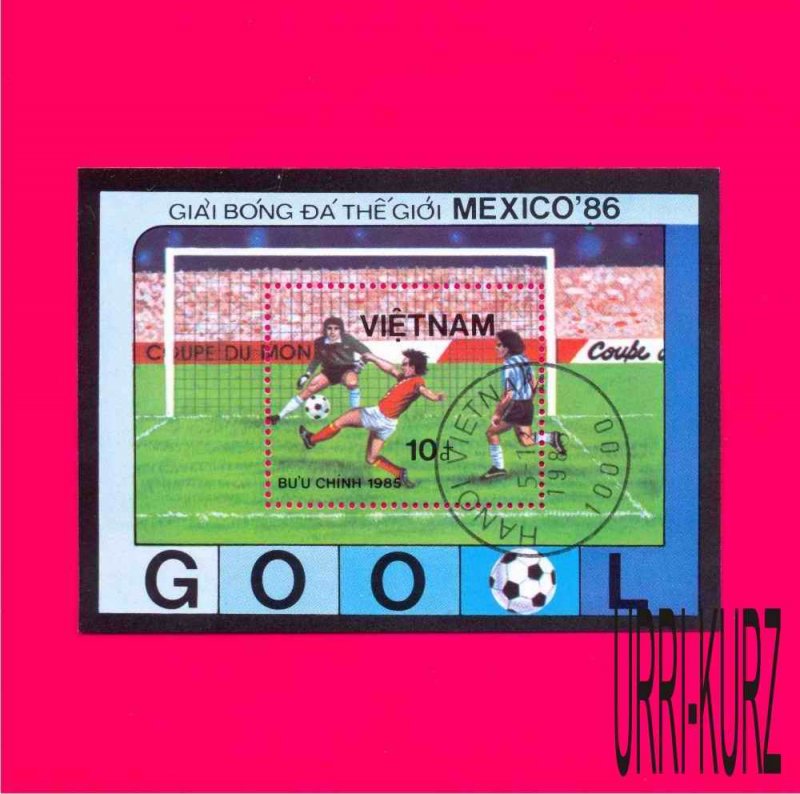 VIETNAM 1985 Sport Football Soccer World Cup Mexico-1986 s-s Sc1583 Mi Bl.43