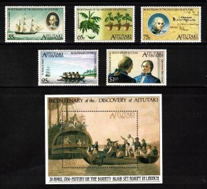 AITUTAKI 1989 Discovery of Aitutaki by William Bligh (5v+1ms Cpt) MNH CV$30+