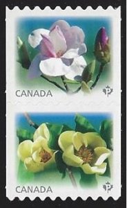 Canada #2623ii MNH die cut pair, flowers, Magnolias, issued 2013
