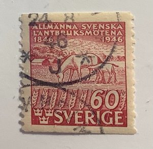 Sweden 1946 Scott 375 used -  60o,   Agricultural Show, Horses