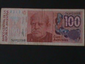 ​ARGENTINA-1985 CENTRAL BANK-$100 AUSTRAL-CIRCULATED-VERY FINE HARD TO FIND