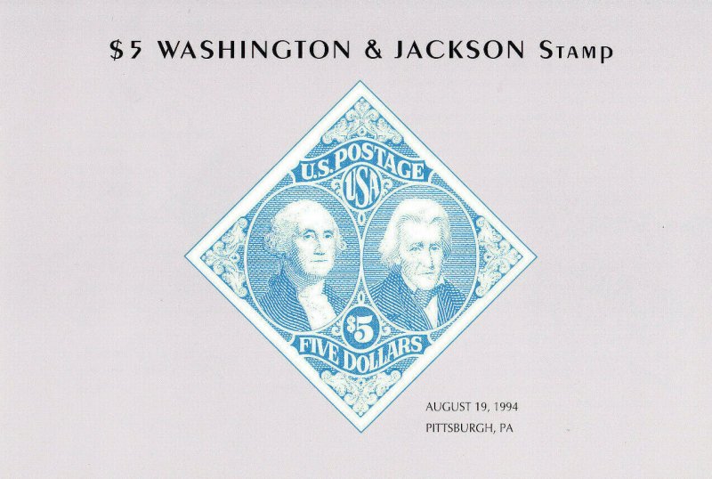 Signed USPS First Day Ceremony Program #2592 $5 Washington Jackson FDOI APS 1994 