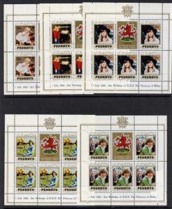 Penrhyn Island 190-4 sheet MNH Princess Diana 21st Birthday