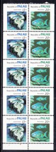 Palau 1983-84 MNH Sc 13b 13c Giant clam, 20c Parrotfish Pane of 10