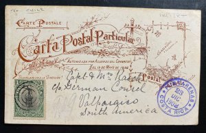 1902 Puntarenas Costa Rica RPPC Postcard Cover to German Consul Valparaiso Chile