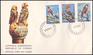 Cyprus 1969 Bird stamps First Day Cover Kizza Hoopoe Falcon (610)