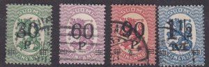 Finland # 123-126, Surcharges, Used, 1/2  Cat.