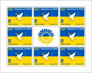 NIGER 2022 PEACE DOVES FOR  UKRAINE SHEET MINT NH