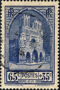 FRANCE - 1938 - Yv.399/Mi.430 65c+35c Cathédrale de Reims - Obl TB