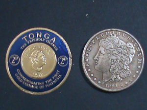 TONGA-1963 -COLORFUL BEAUTIFUL GOLD REPLICA -KOULA COIN MNH  STAMP VERY FINE