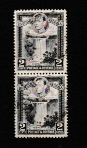 BRITISH GUIANA SCOTT#231 1949 2c KAIETEUR FALLS VERTICAL PAIR - USED