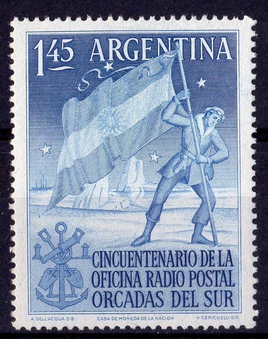 Argentina 1954 Sc#621 PLANTING ARGENTINE FLAG IN THE ANTARCTIC (1) MNH