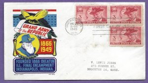 985  G.A.R.  1949,  FIRST DAY COVER, CACHET CRAFT/BOLL ADDRESSED