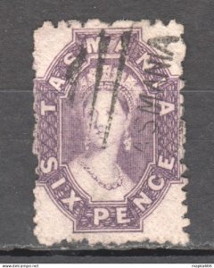 Tas090 1871 Australia Tasmania Six Pence Perf By The Post Office Gibbons Sg #...