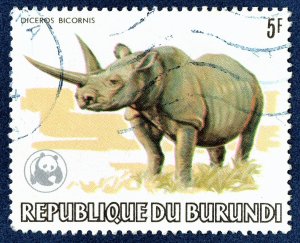 [sto677] BURUNDI 1983 Scott#591a used 5FR RHINOCEROS ANIMAL WWF