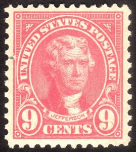 1923, US 9c, Jefferson, MNH, Well centered, Sc 561