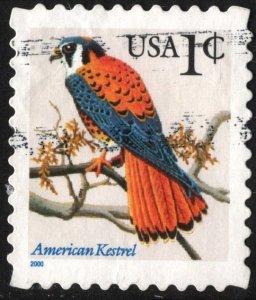 SC#3031A 1¢ American Kestrel Single (2000) Used