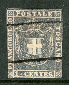 Italy 1860 Tuscany 1c Gray Lilac Scott #17b VFU D455 ⭐⭐⭐⭐⭐ 