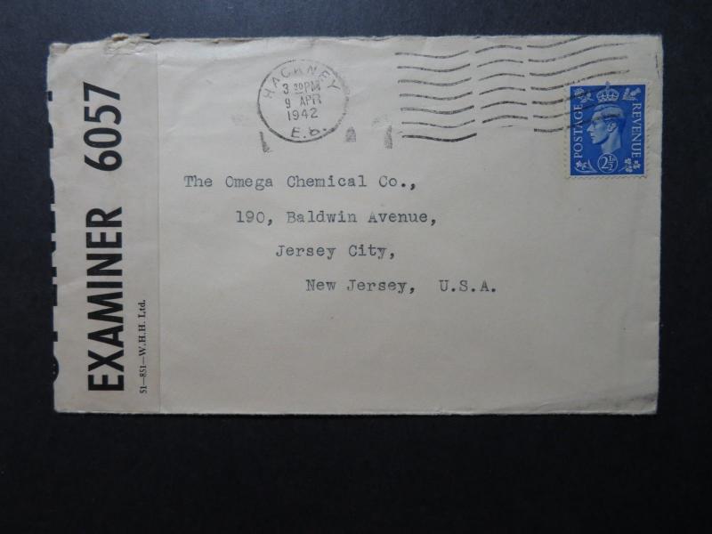 Great Britain 1942 Censor Cover to New Jersey - Z11046
